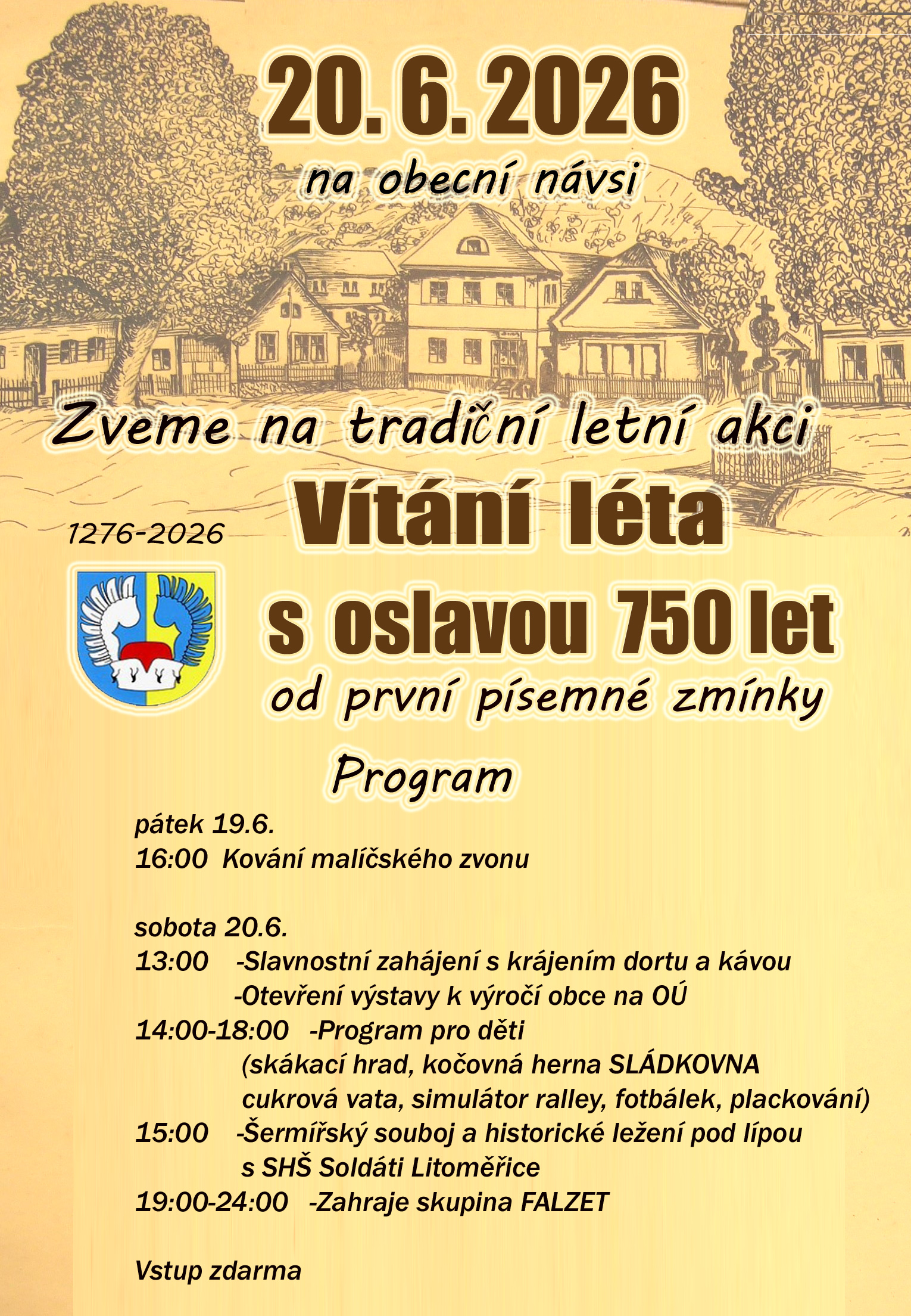 Vítání léta 2026 s oslavou 750 let od první písemné zmínky