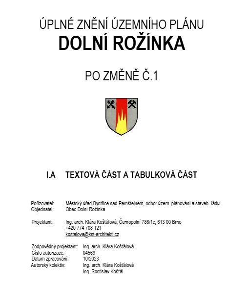 Úplné znění ÚP Dolní Rožínka po změně č. 1 , I.A    14. 11. 2024