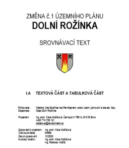 Změna č. 1 ÚP Dolní Rožínka - srovnávací text