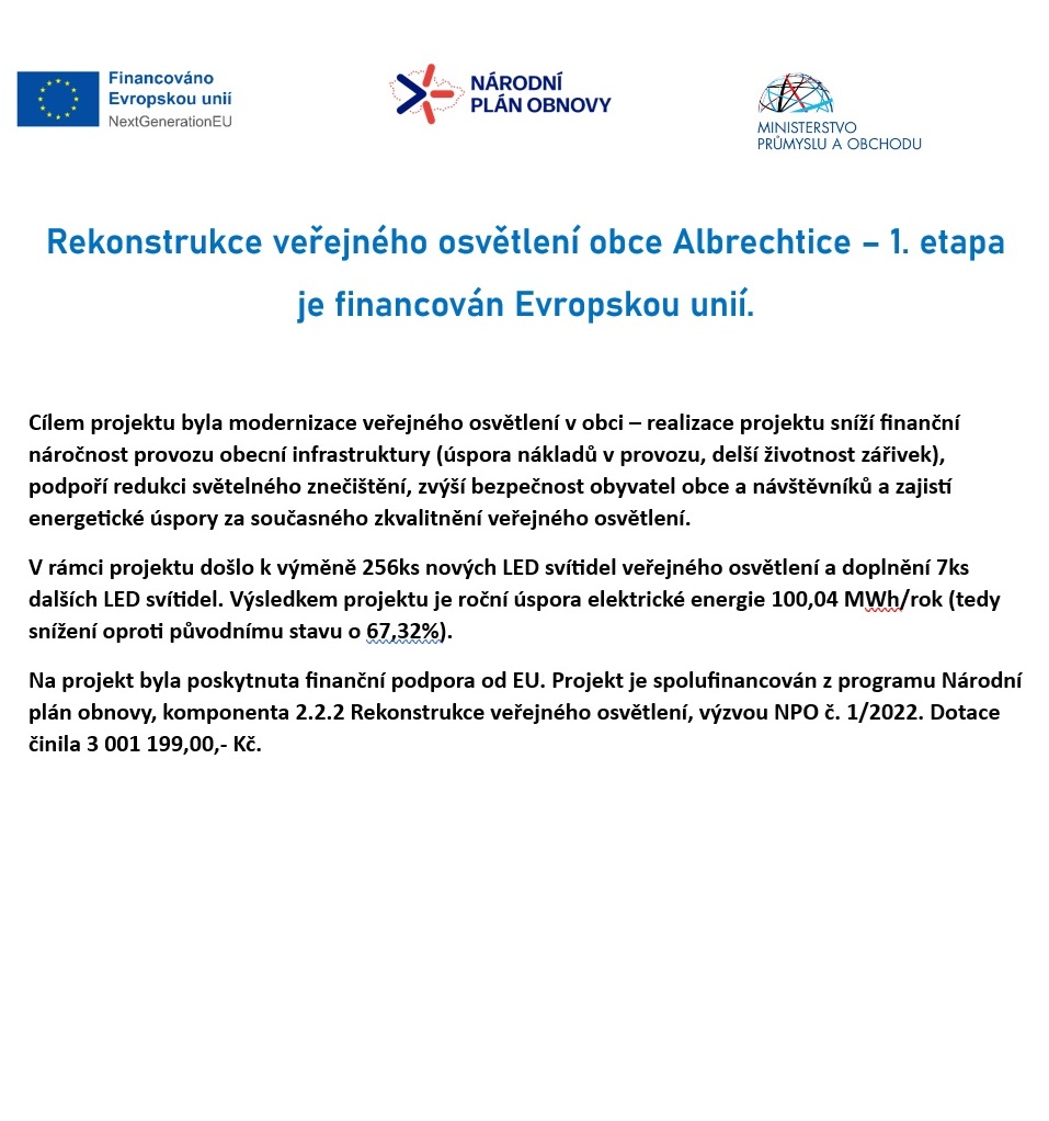 Rekonstrukce veřejného osvětlení