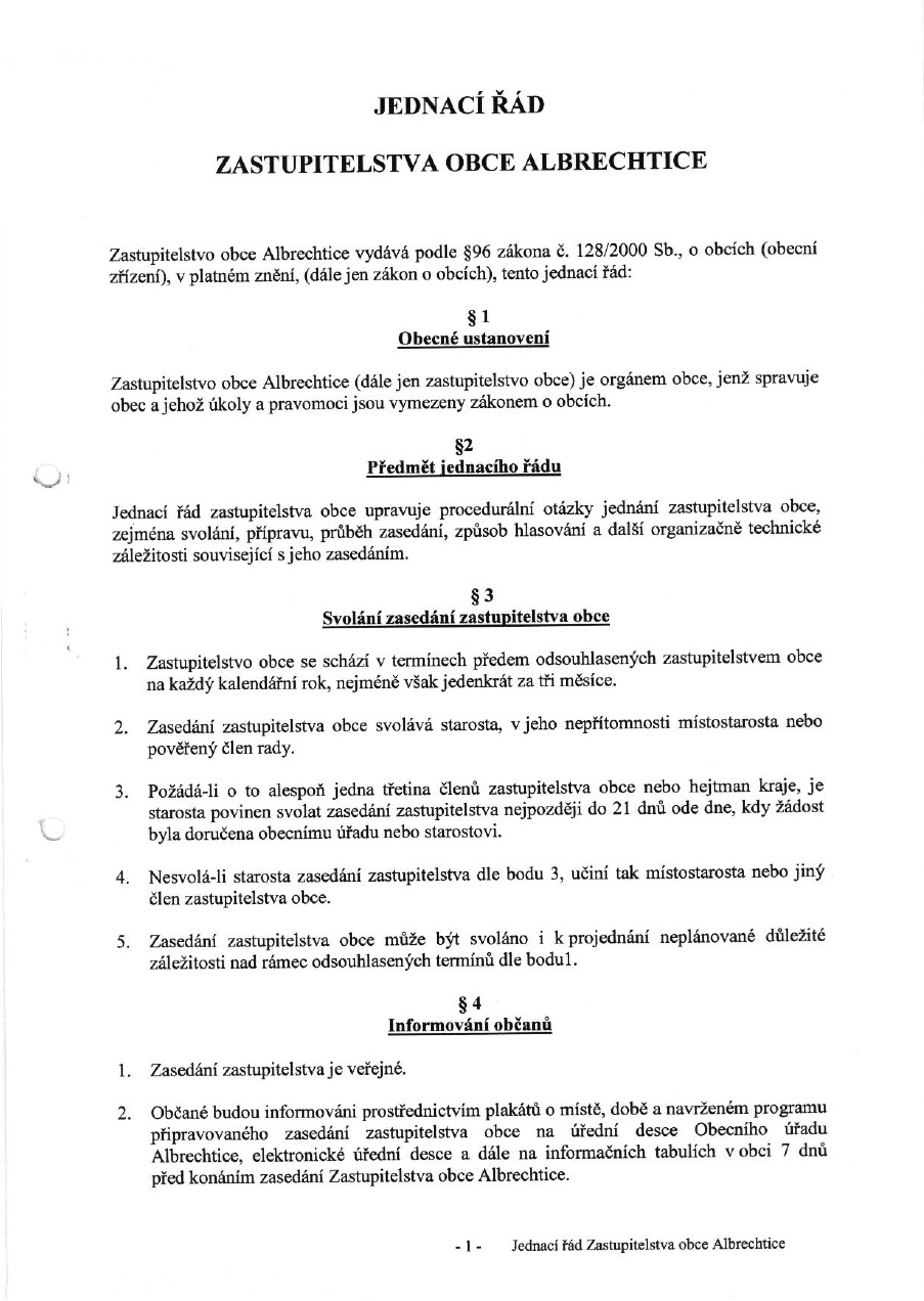 Jednací řád zastupitelstva obce