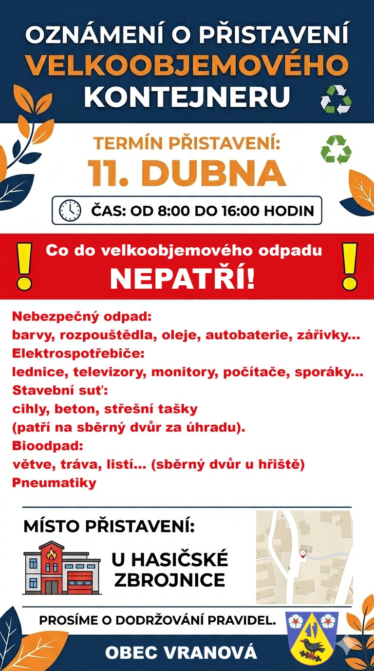 Přistavení velkoobjemového kontejneru