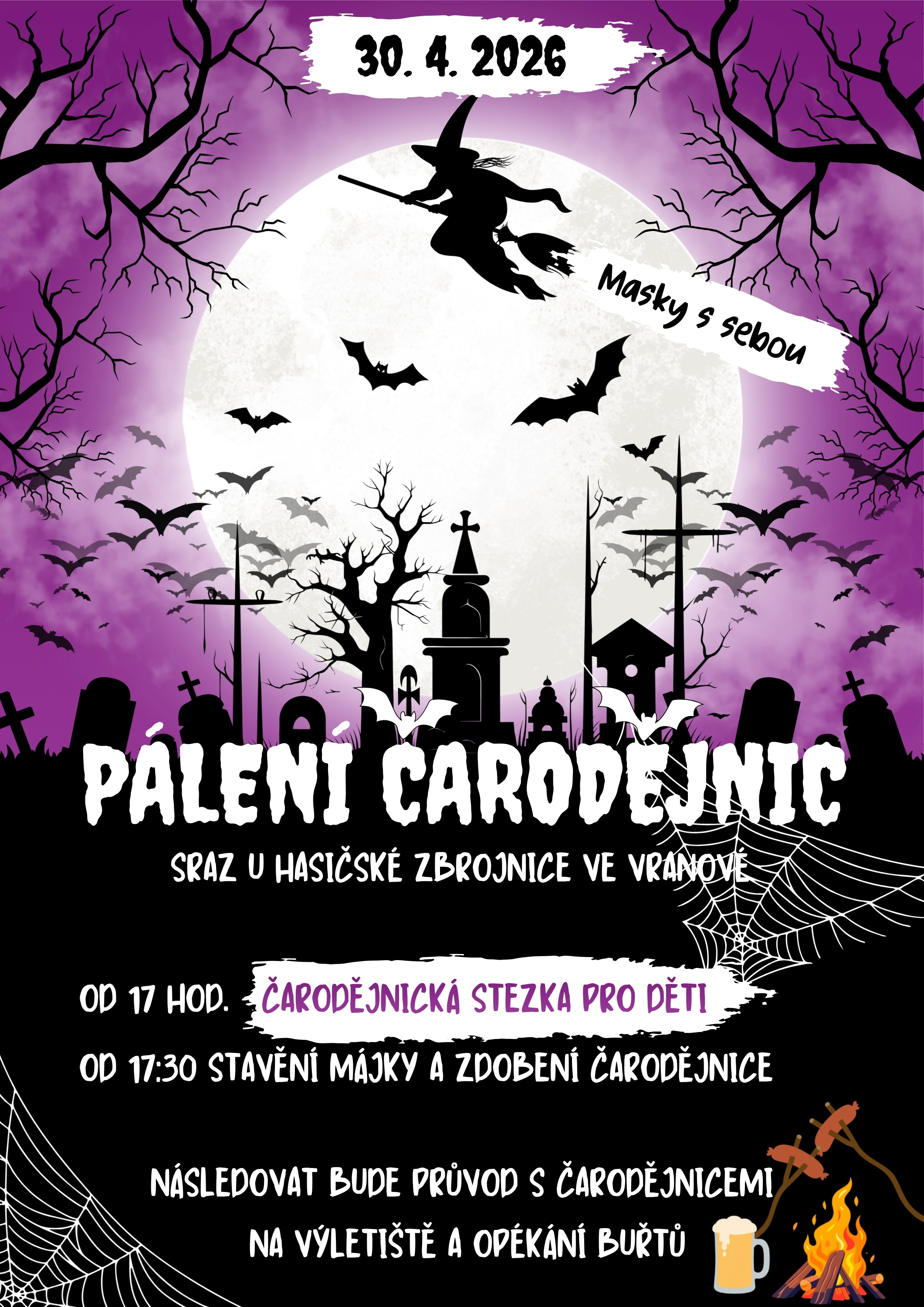 Stavění májky, pálení čarodějnic