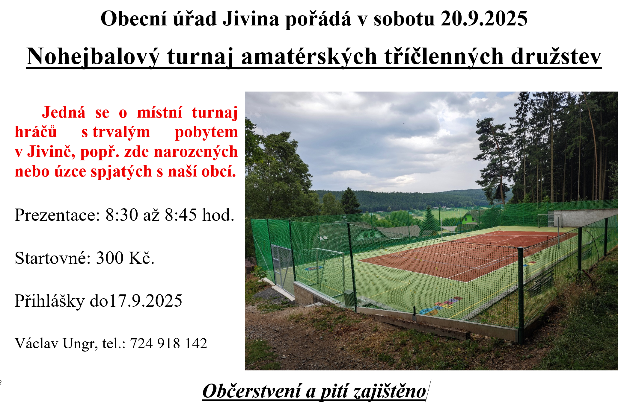 Pozvánka - nohejbalový turnaj Jivina