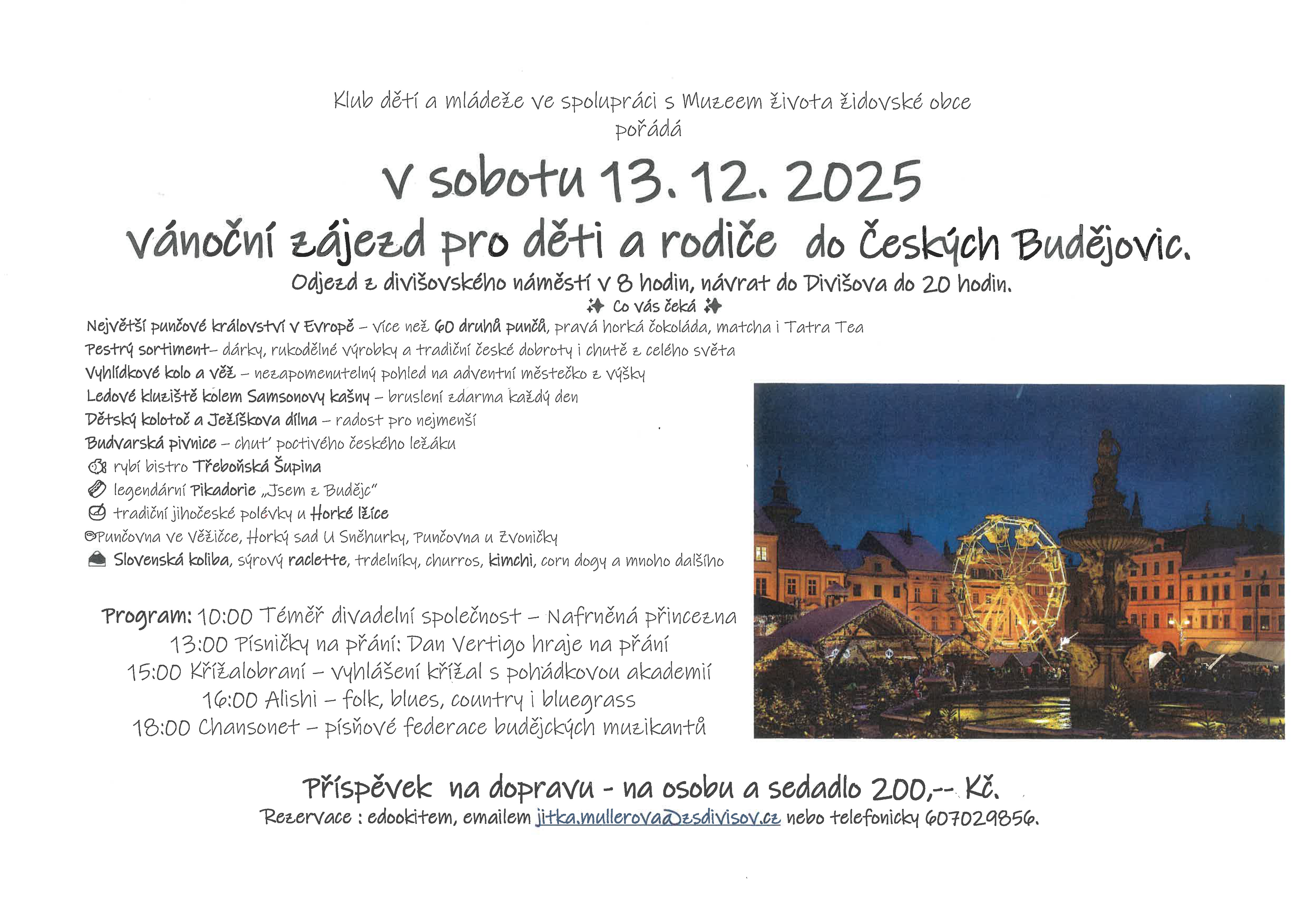 Vánoční zájezd do Českých Budějovic