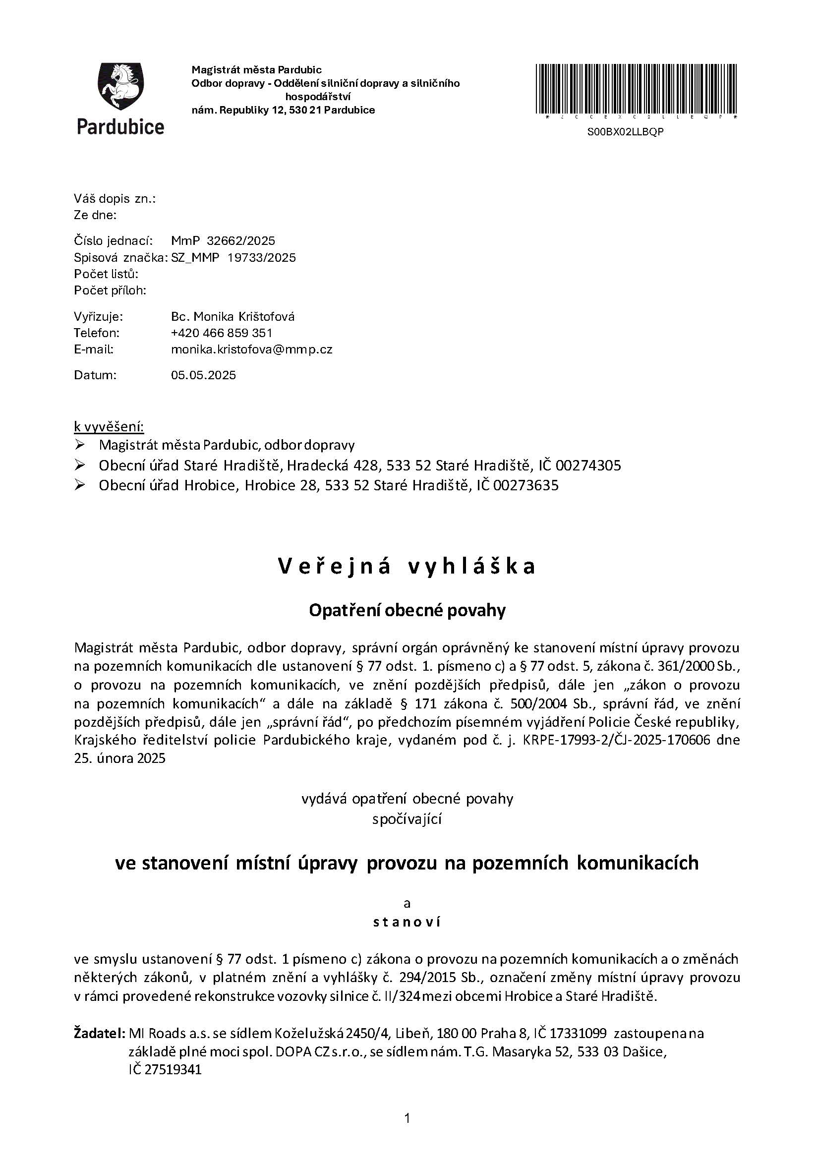 12. 5. 2025 Veřejná vyhláška 