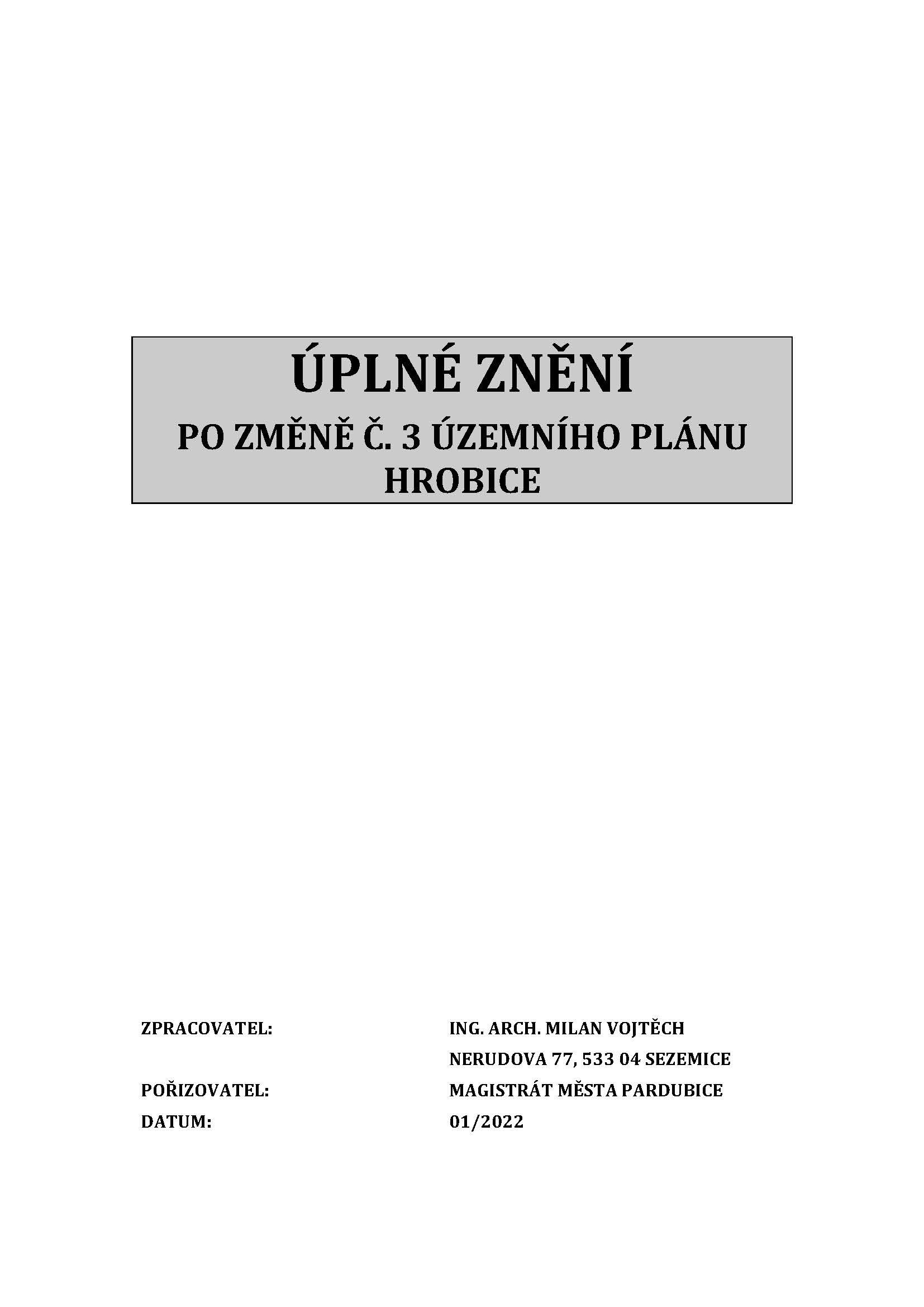 Úplné znění po změně č. 3 Územního plánu Hrobice