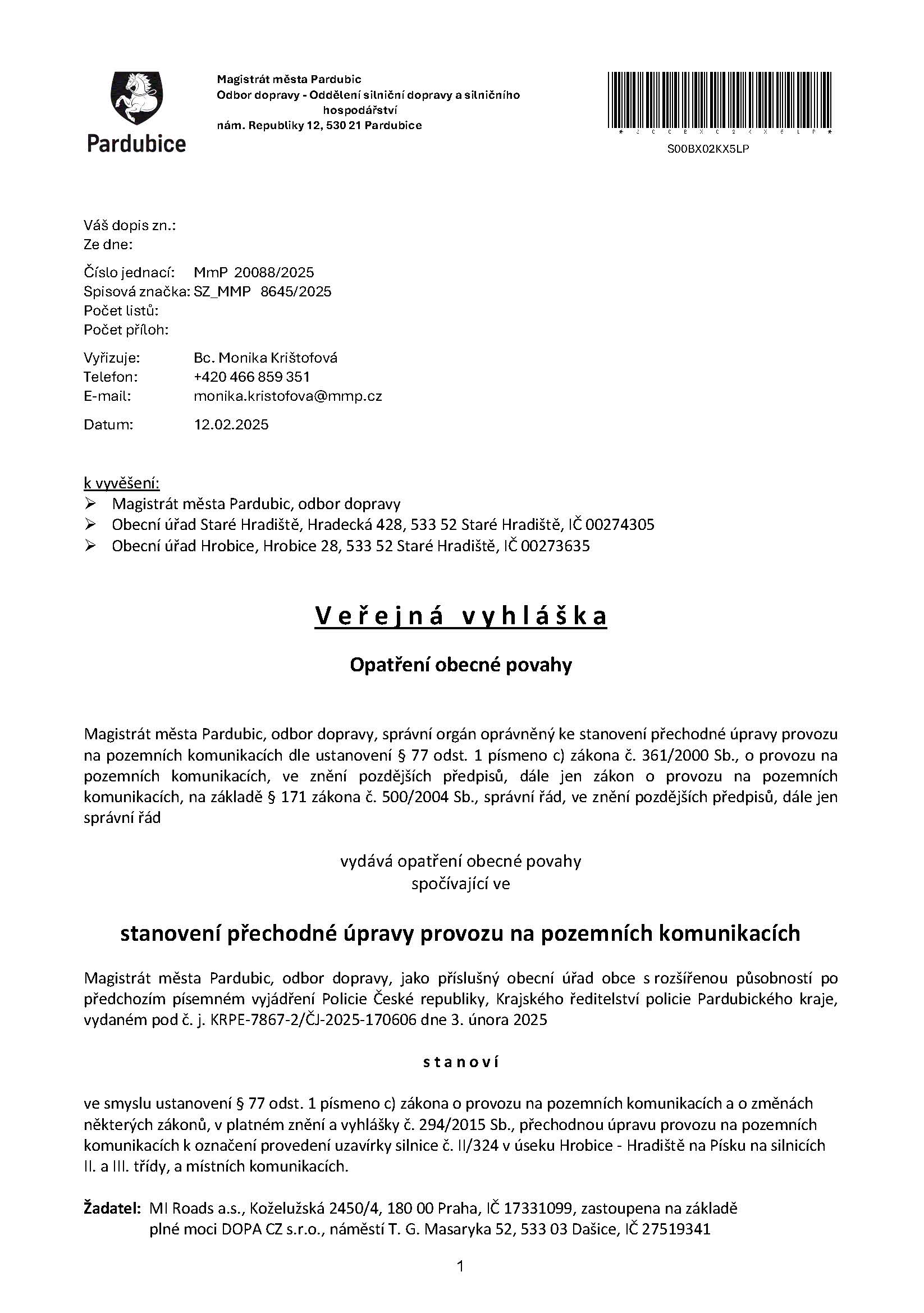 19. 2. 2025 Veřejná vyhláška