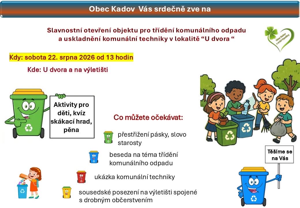 Náhledový obrázek článku: Slavnostní otevření objektu pro třídění komunálního odpadu a uskladnění komunální techniky v lokalitě ''U Dvora''