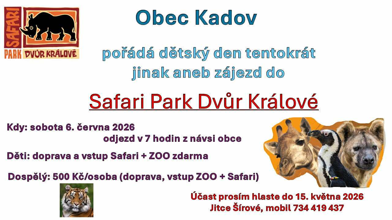 Dětský den - zájezd do Safari Park Dvůr Králové