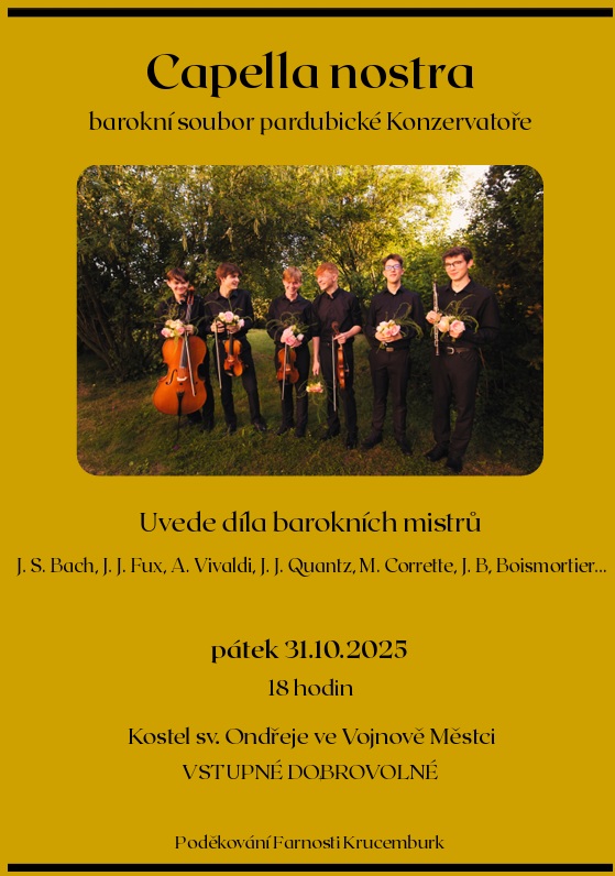Capella nostra barokní soubor pardubické Konzervatoře - koncert v kostele sv. Ondřeje