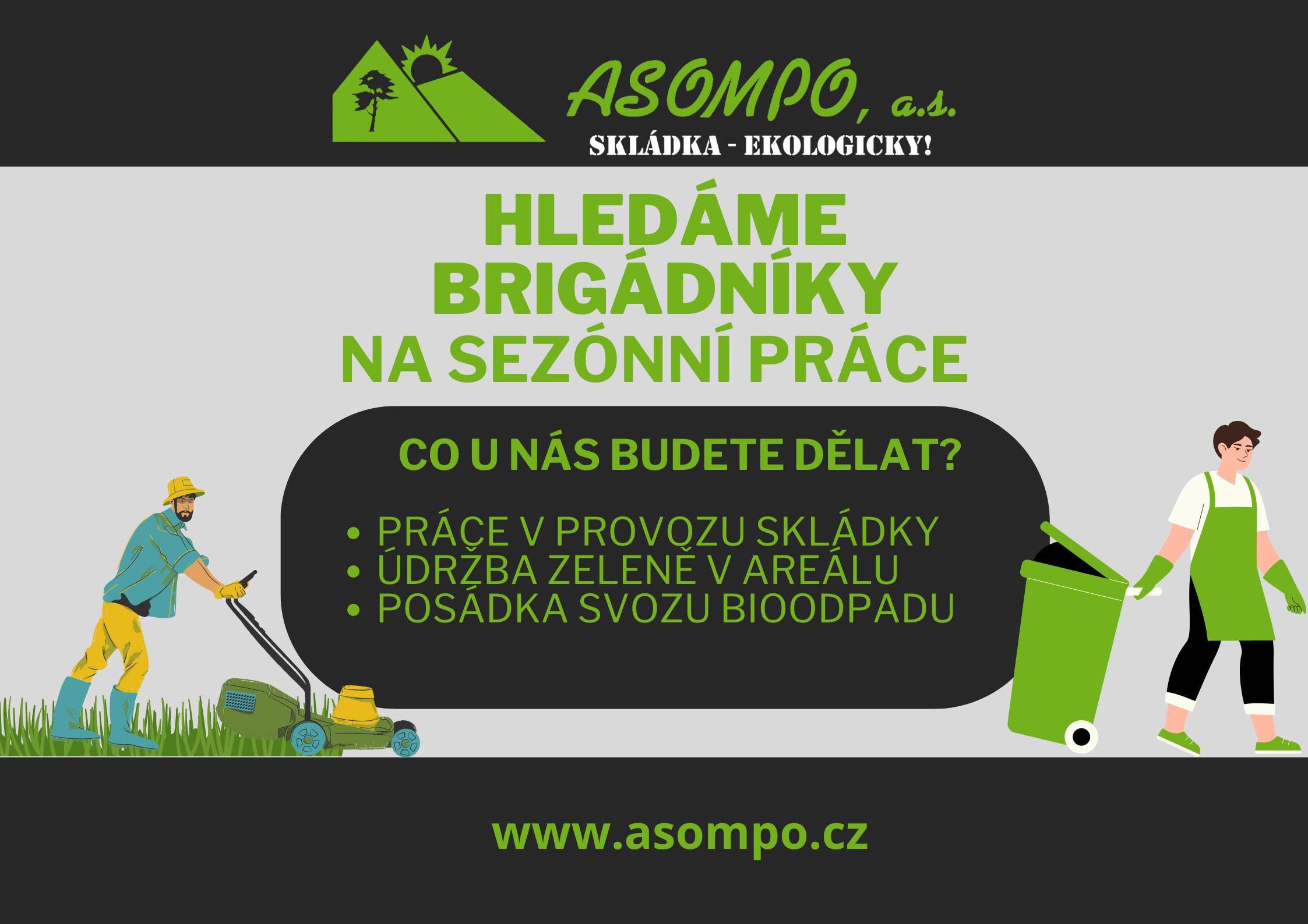Náhledový obrázek článku: Skládka ASOMPO, a.s. Životice u NJ hledá brigádníky