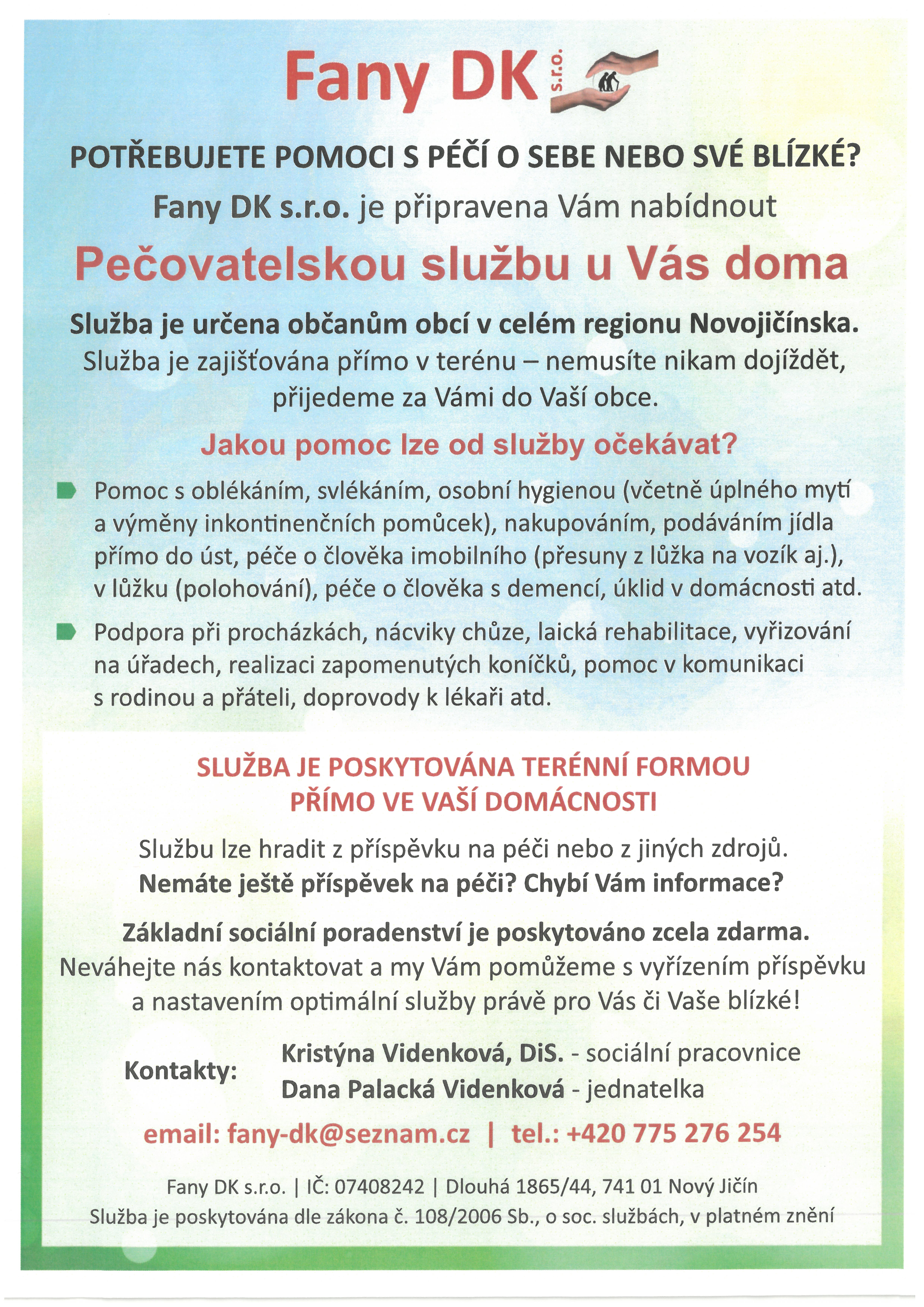 Náhledový obrázek článku: Nabídka pečovatelské služby