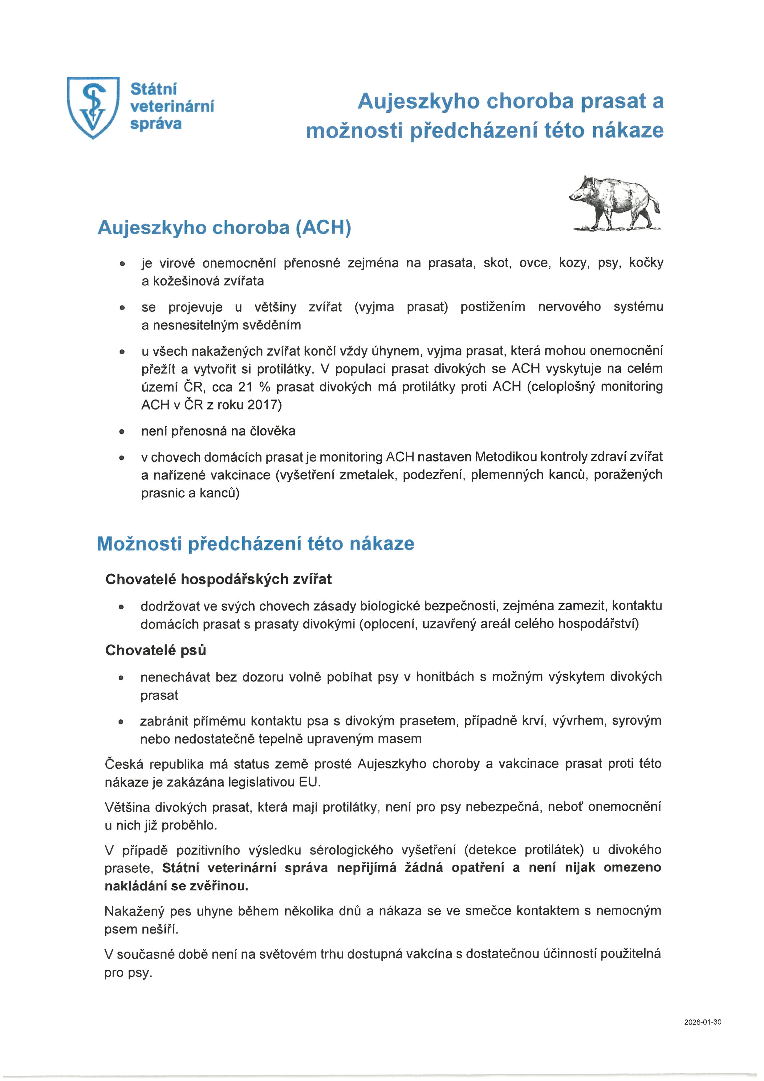 Náhledový obrázek článku: Aujezskyho choroba prasat