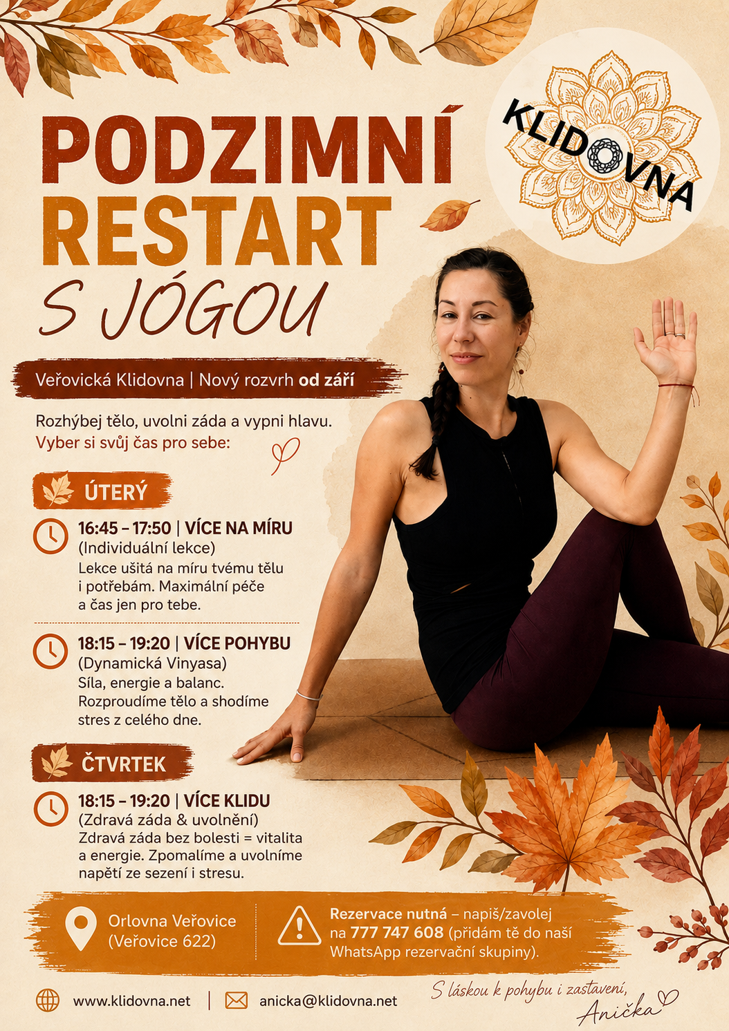 Náhledový obrázek článku: Podzimní restart s jógou - Orlovna Veřovice