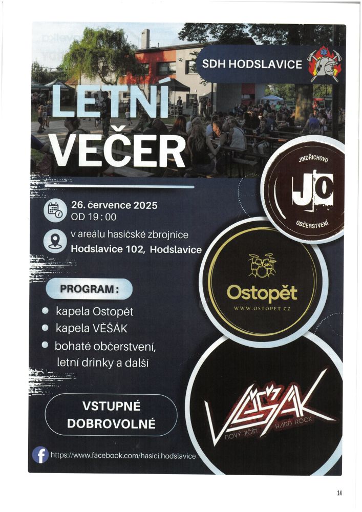 Letní večer v areálu hasičské zbrojnice Hodslavice