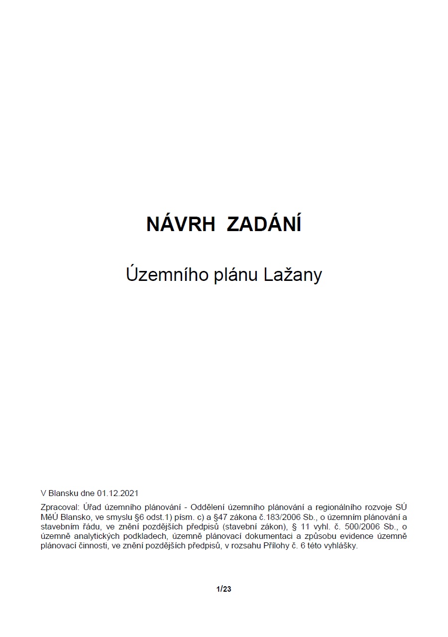 Návrh Zadání ÚP Lažany
