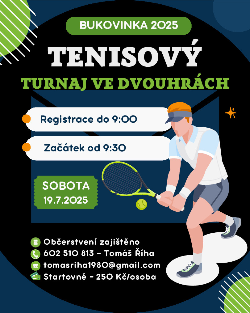 Náhledový obrázek článku: Tenisový turnaj ve dvouhrách Bukovinka 2025