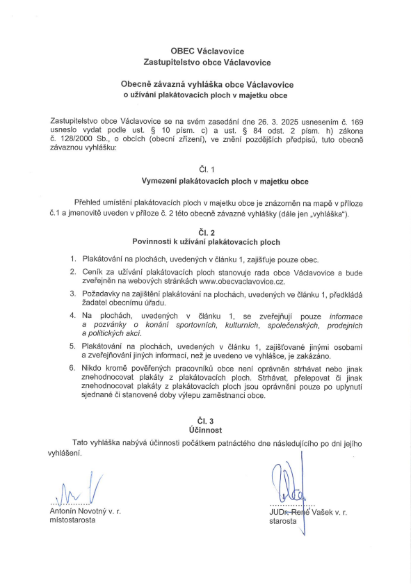 OZV o užívání plakátovacích ploch