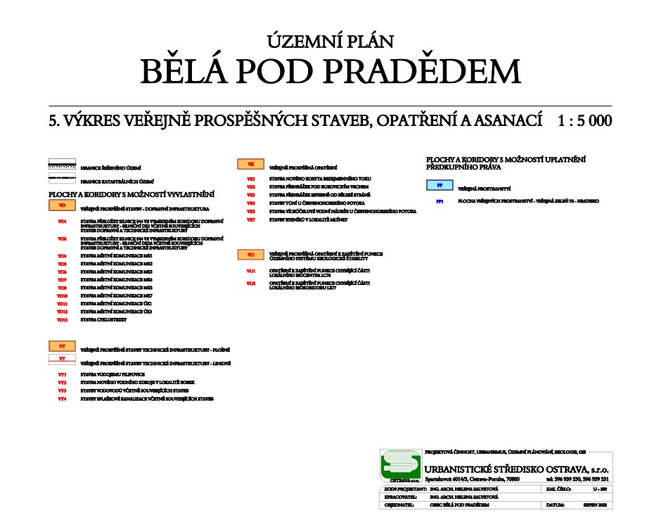 Výkres veřejně prospěšných staveb, opatření a asanací