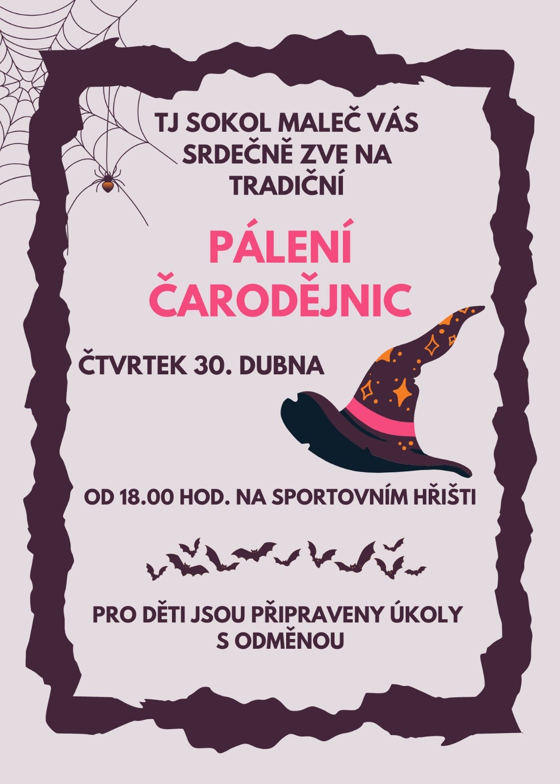 Náhledový obrázek článku: Pozvánka na tradiční Pálení čarodějnic v Malči