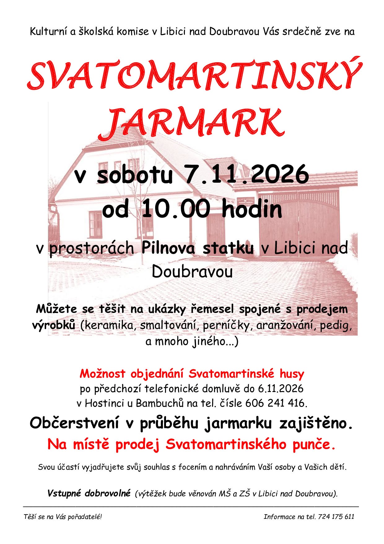 Náhledový obrázek článku: Pozvánka na Svatomartinský jarmark v Libici nad Doubravou