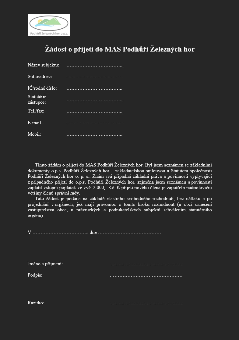 Žádost o přijetí MAS