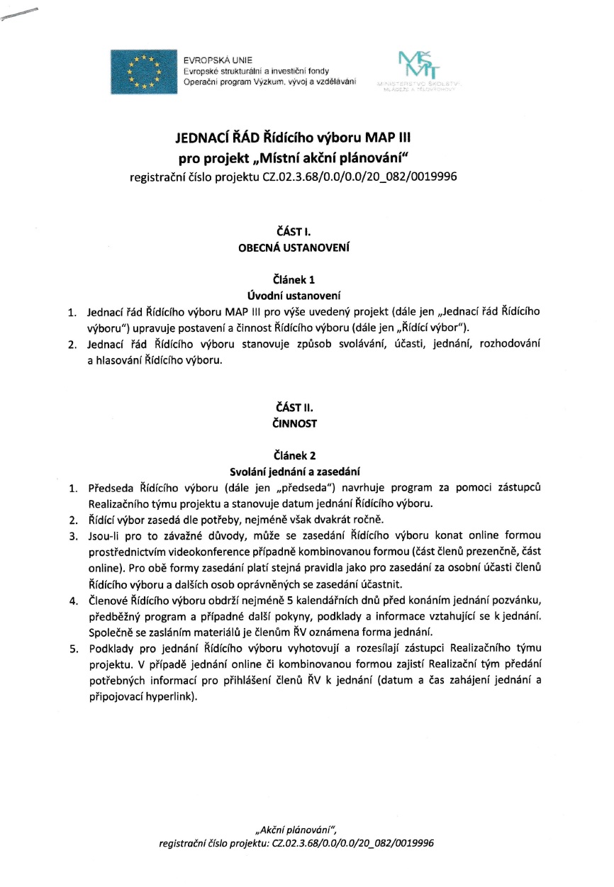 Jednací řád Řídícího výboru