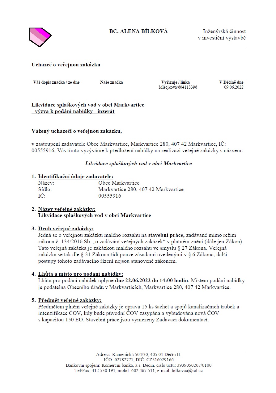 5/2022 VÝZVA - LIKVIDACE SPLAŠKOVÝCH VOD