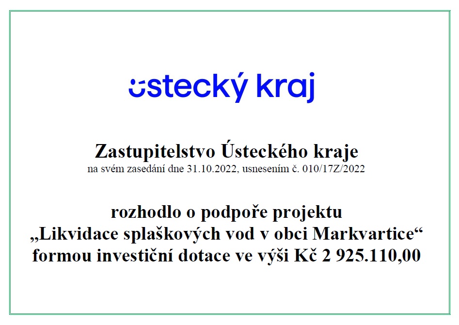 Likvidace splaškových vod v obci Markvartice formou investiční dotace
