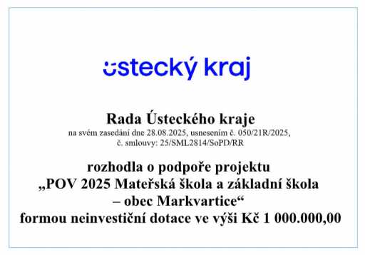 Neinvestiční dotace - Mateřská škola a základní škola Markvartice