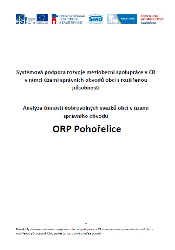 Analýza DSO působících na území SO ORP Pohořelice