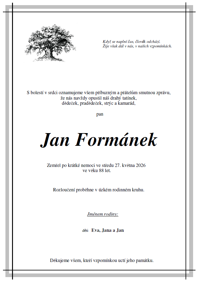 Náhledový obrázek článku: Parte - Jan Formánek