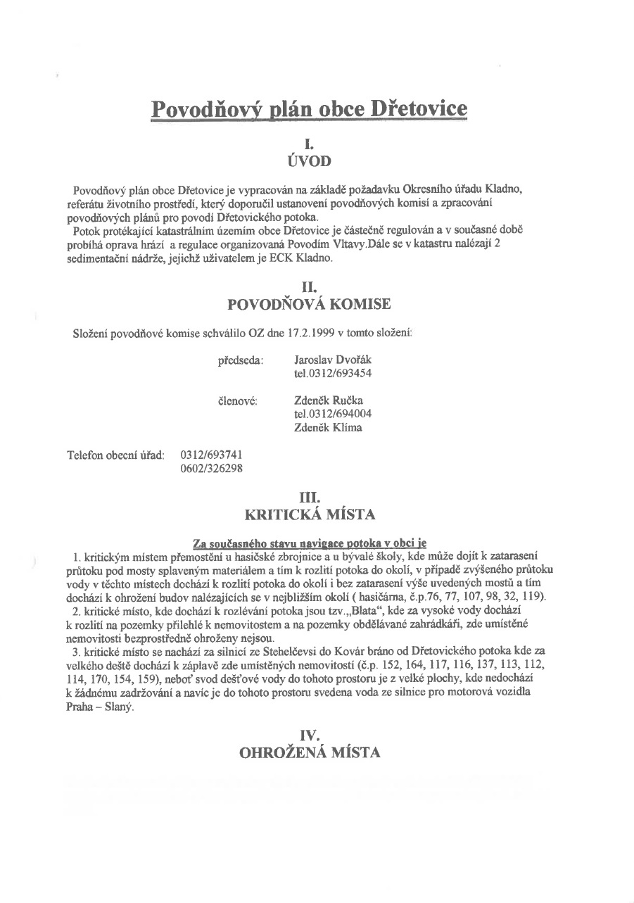 Povodňový plán 17.02.1999