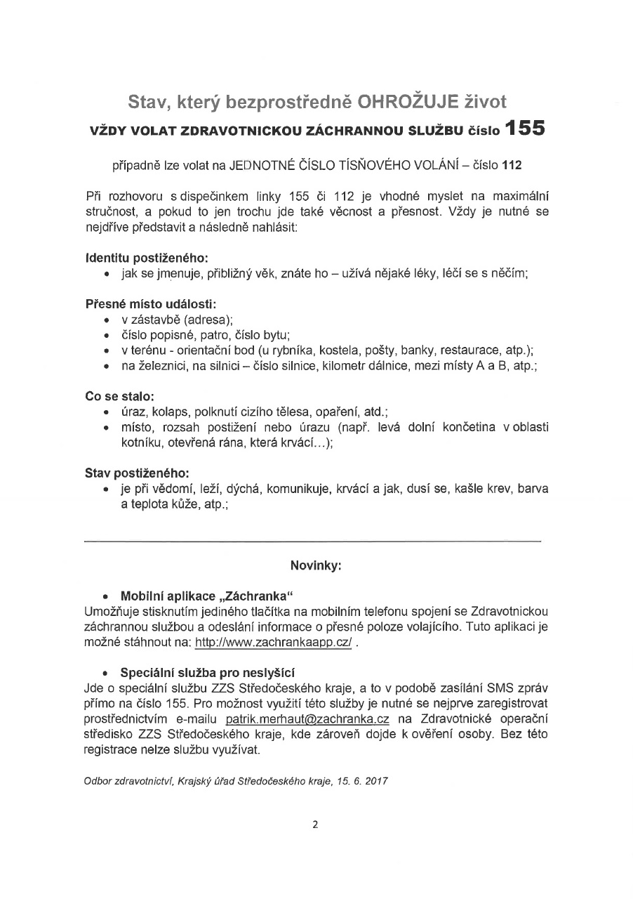 Informace o stavu ohrožující život