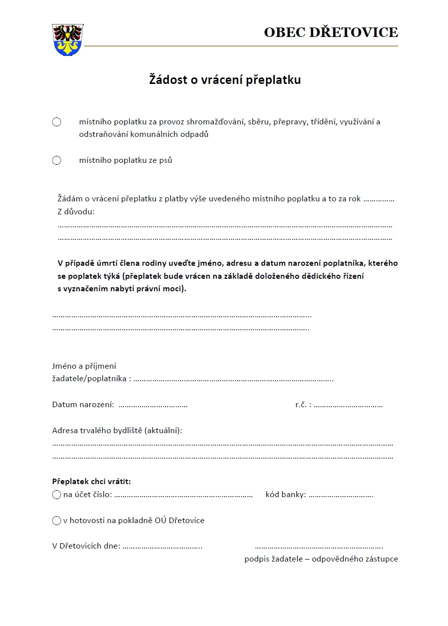 Další žádosti/ formuláře