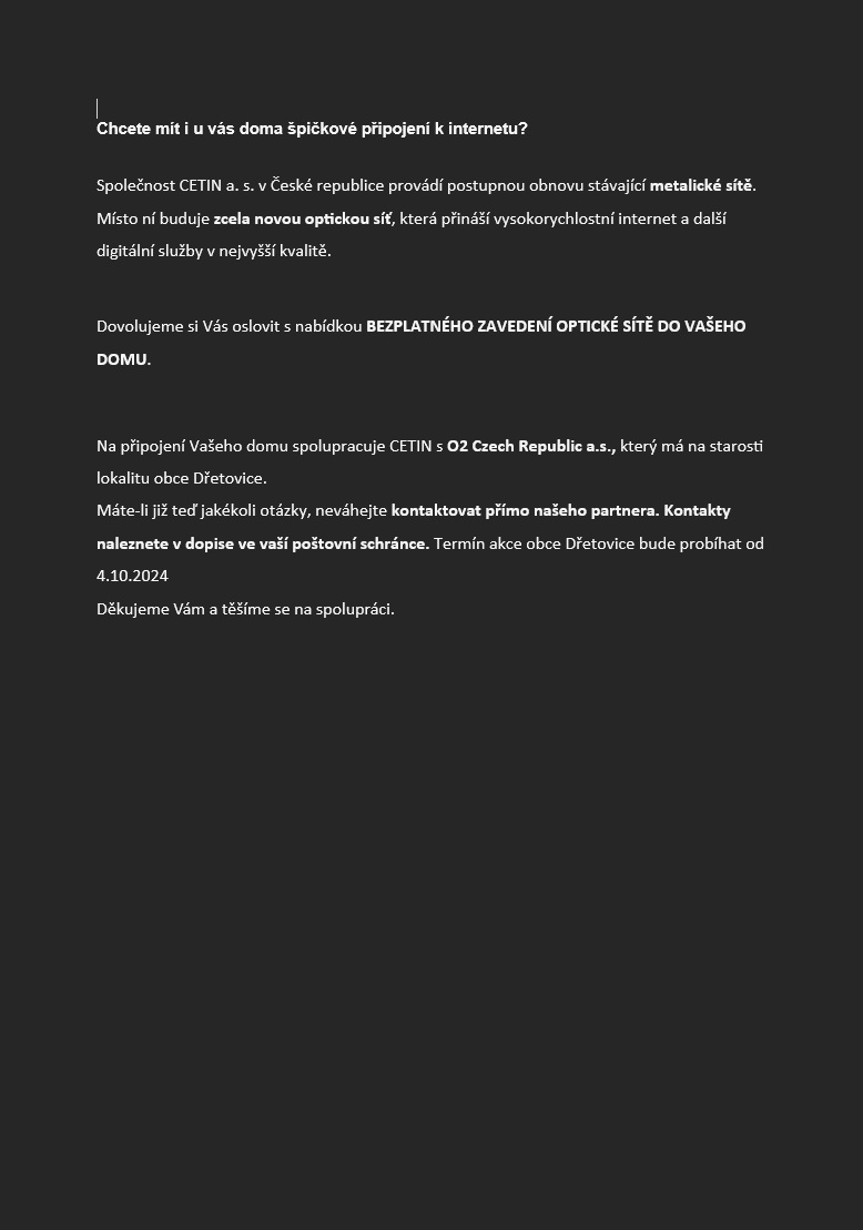 Cetin text zpravodaj Dřetovice