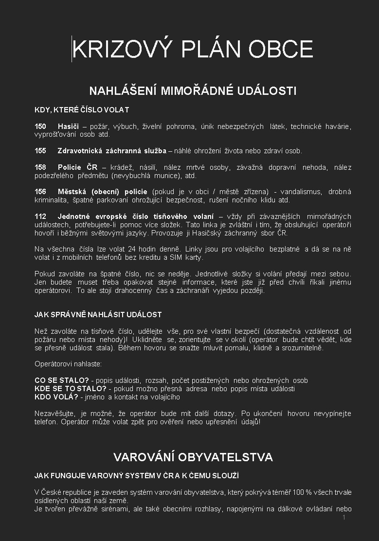 Krizový plán obce