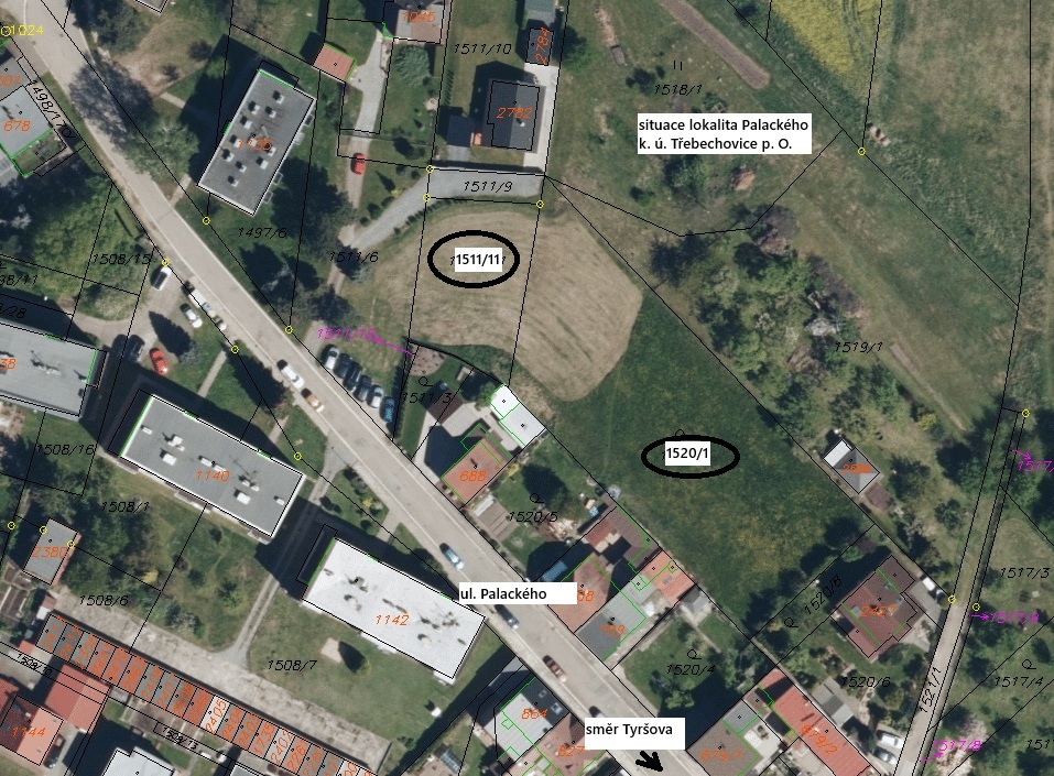 Náhledový obrázek článku: Záměr prodeje pozemků p. č. 1511/11,p.č.1520/1 k.ú.TpO lokalita Palackého - výstavba RD