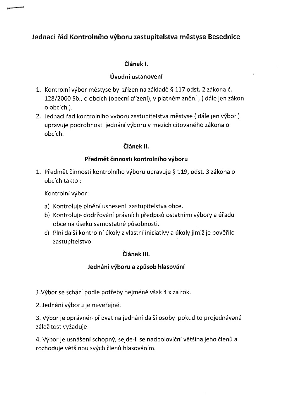 Jednací řád kontrolního výboru