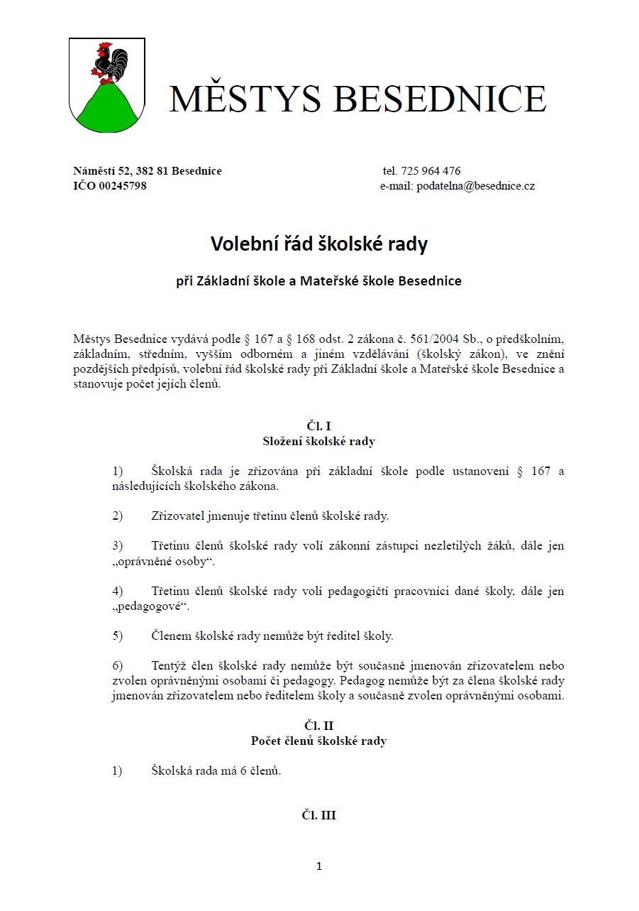 Volební řád školské rady