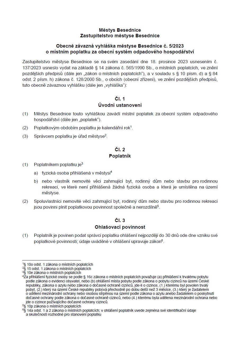 OZV o místním poplatku za obecní systém odpadového hospodářství