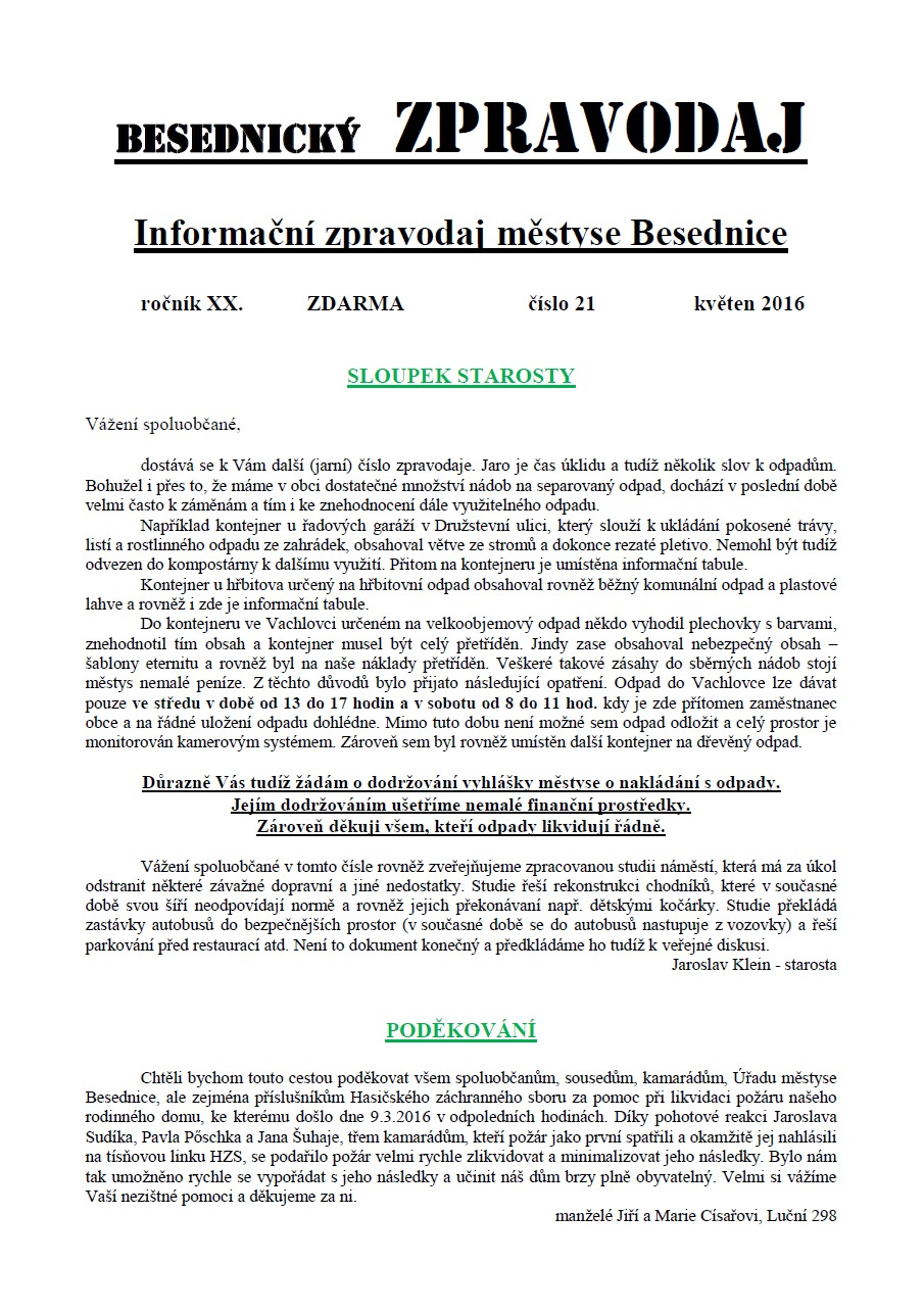 číslo 21 - květen 2016