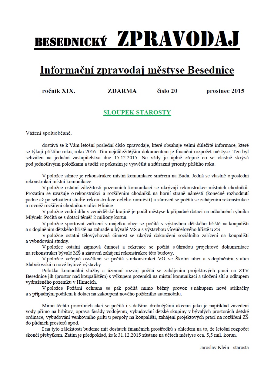 číslo 20 - prosinec 2015