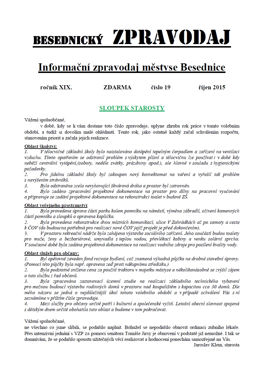 číslo 19 - říjen 2015