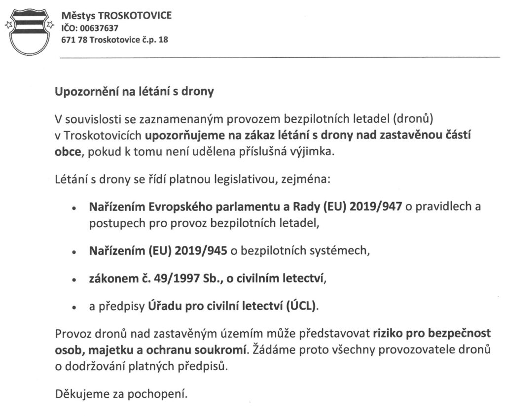 Náhledový obrázek článku: Létání s drony