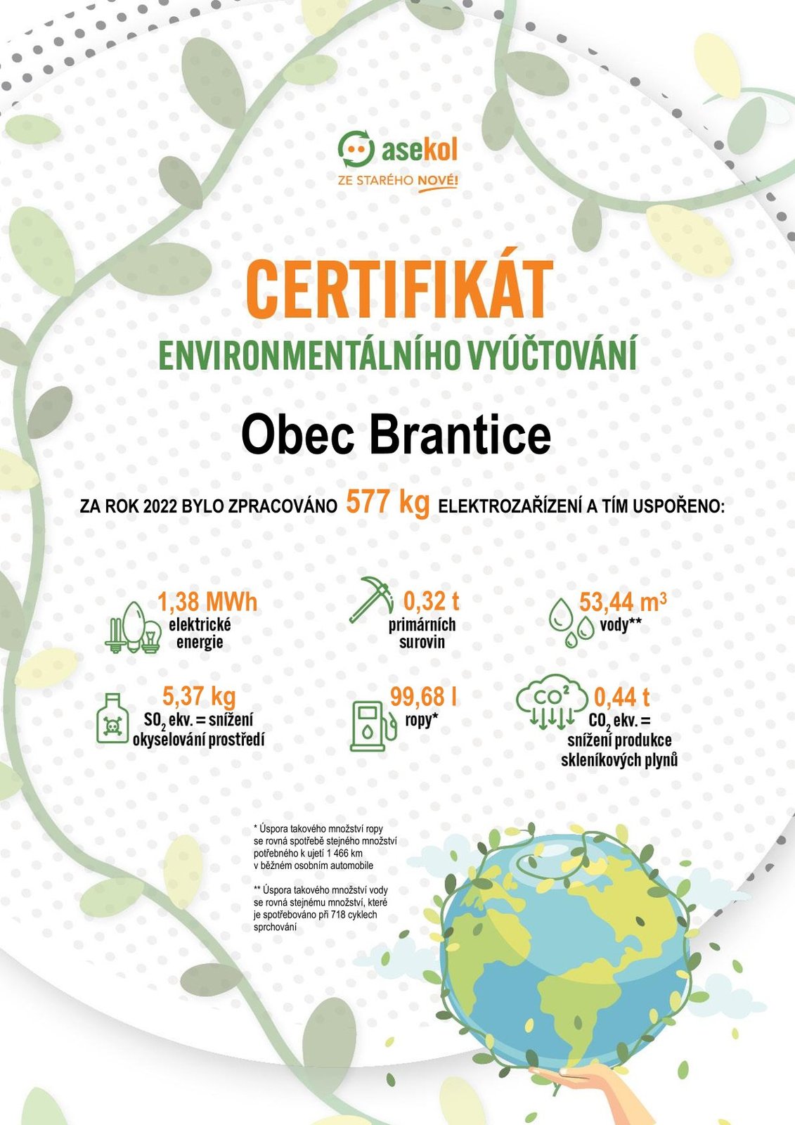 Náhledový obrázek článku: Enviromentální vyúčtování za rok 2022 - sběr vysloužilých elektrozařízení v naší obci