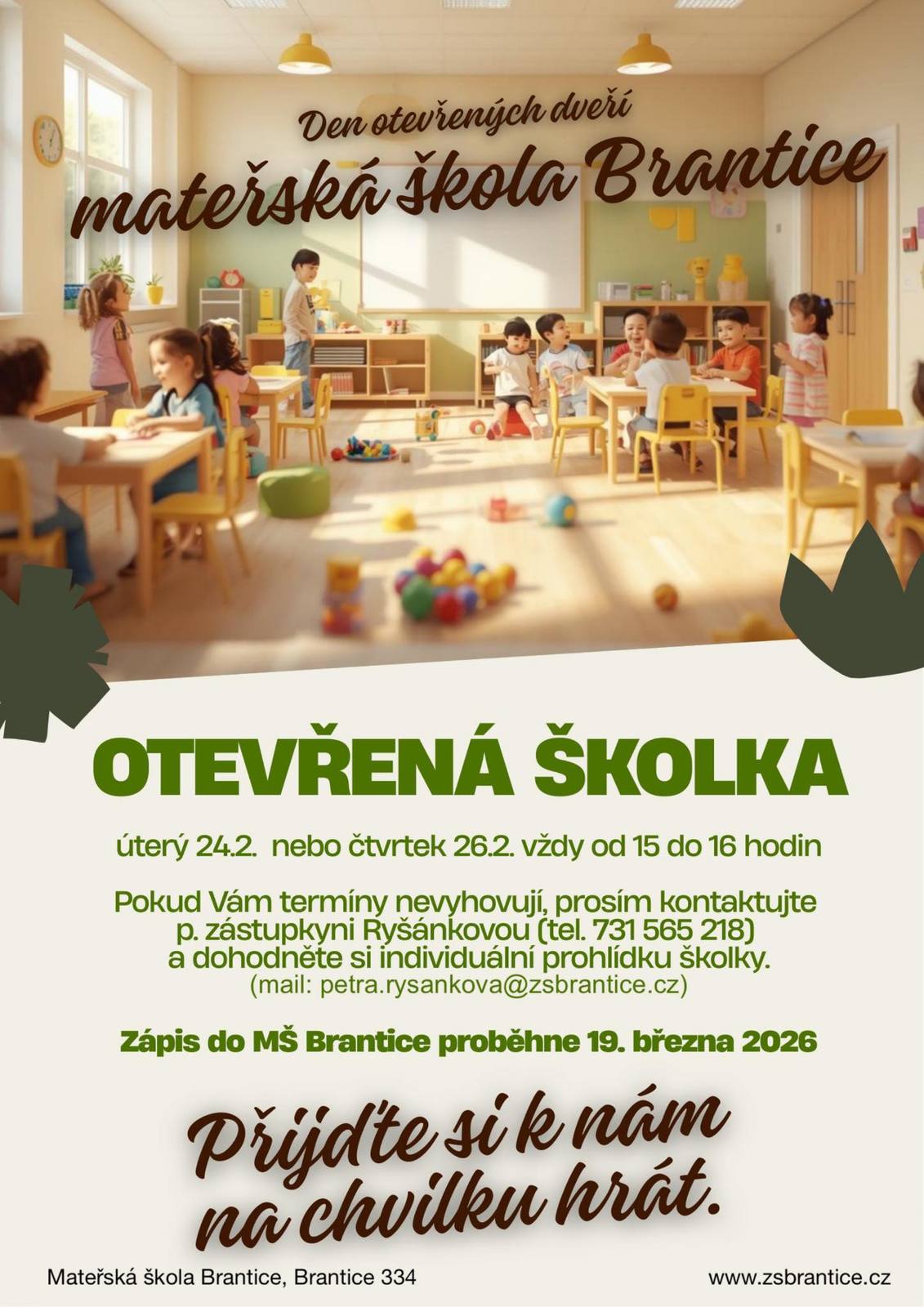 Náhledový obrázek článku: Otevřená školka v Branticích