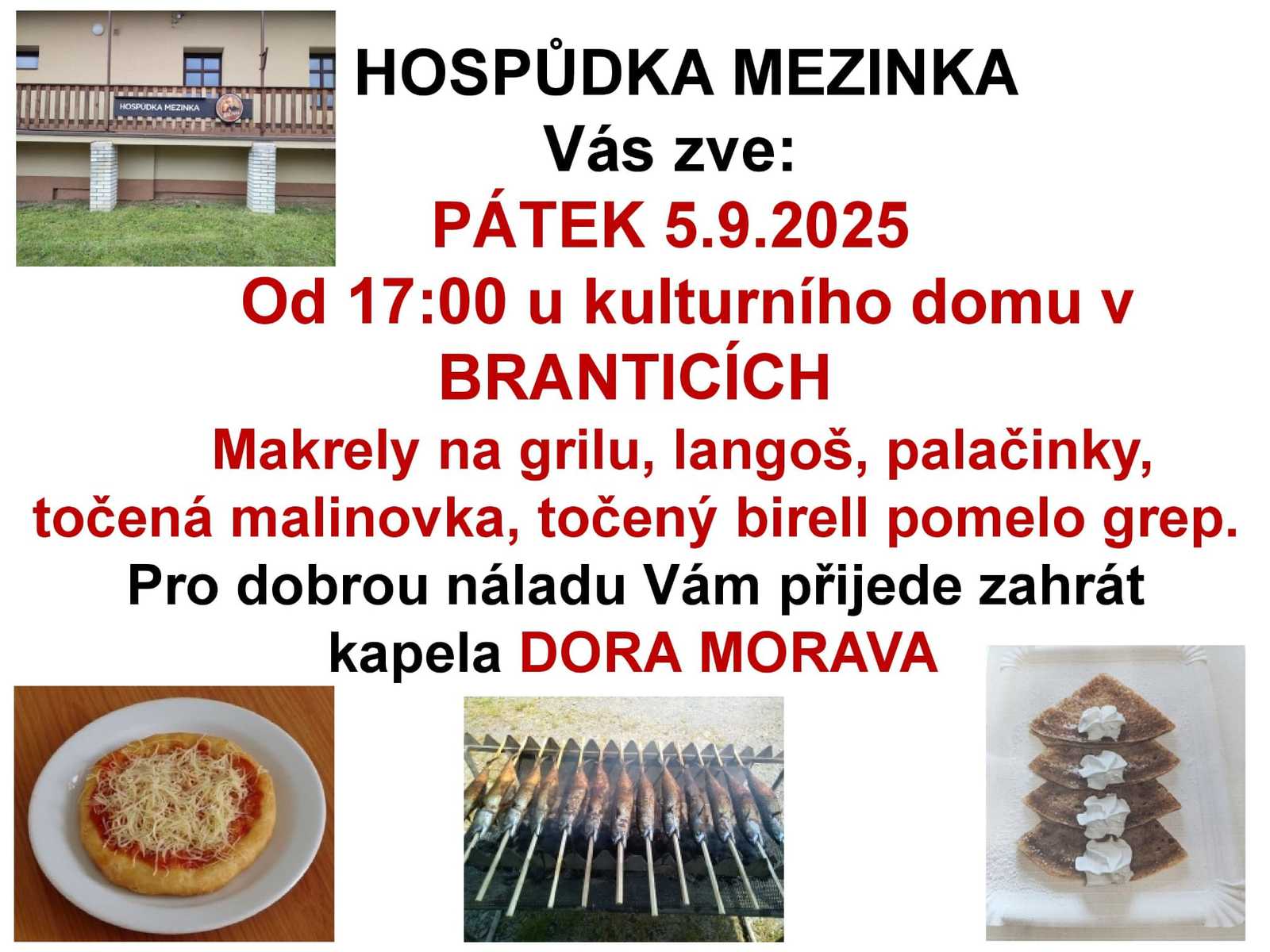 Náhledový obrázek článku: Pátek 5. 9. od 17:00 u kulturního domu v Branticích