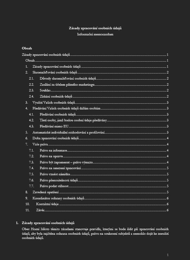 Příloha č. 01 - Zásady zpracování osobních údajů